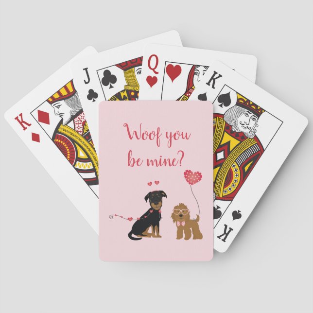 Woof You Be Mine Valentine Dogs Poker Cards (Back)
