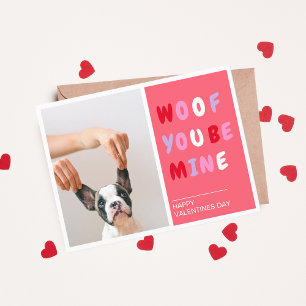 Woof You Be Mine Valentines Dog Postcard