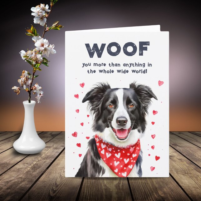 Woof you more than Border Collie Heart Bandana Holiday Card (Creator Uploaded)