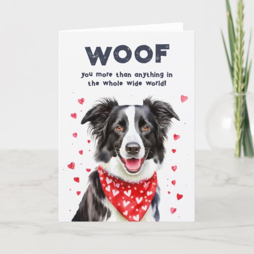 Woof you more than Border Collie Heart Bandana Holiday Card