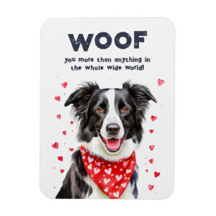 Woof you more than Border Collie Heart Bandana Magnet
