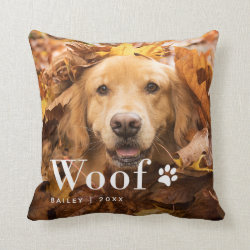 Woof | Your Dog's Photo and a Paw Print Throw Pillow