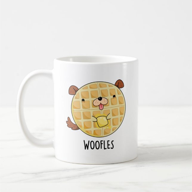 Woofles Funny Doggy Waffle Pun  Coffee Mug (Left)