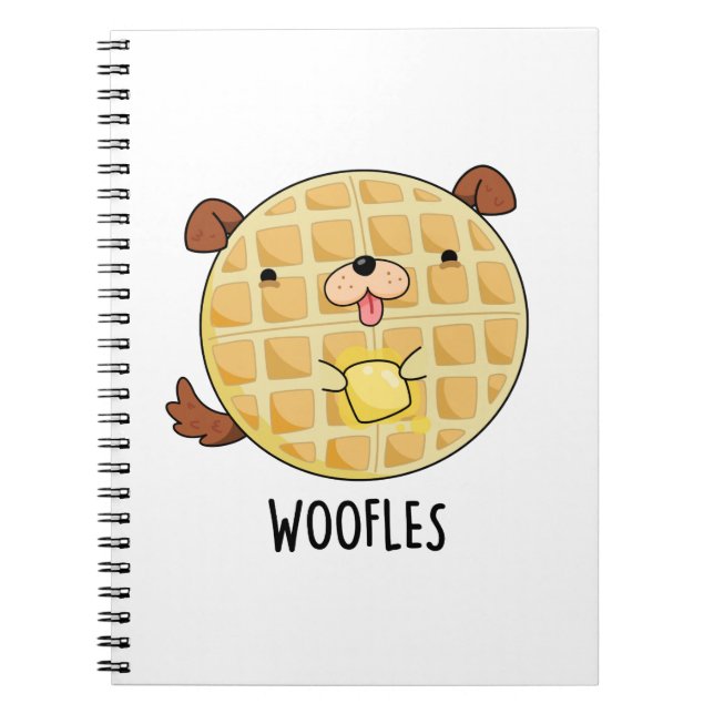 Woofles Funny Doggy Waffle Pun  Notebook (Front)