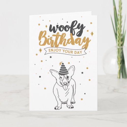 Woofy Birthday Corgi Cute Puppy Sketch Cute Puppy  Card