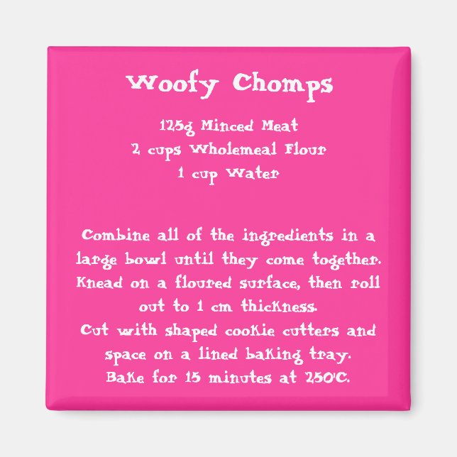 Woofy Chomps Recipe Magnet color (Front)
