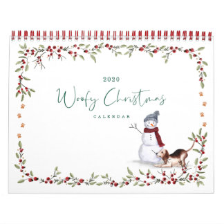 Woofy Christmas Cute Watercolor Naughty Dogs Calendar