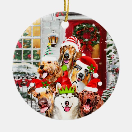 Woofy Christmas  Dogmas  Merry Christmas Ceramic Ornament