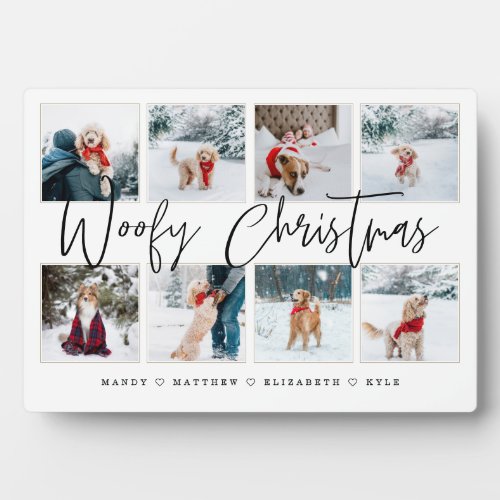 Woofy Christmas Script Pet Photo Collage Plaque