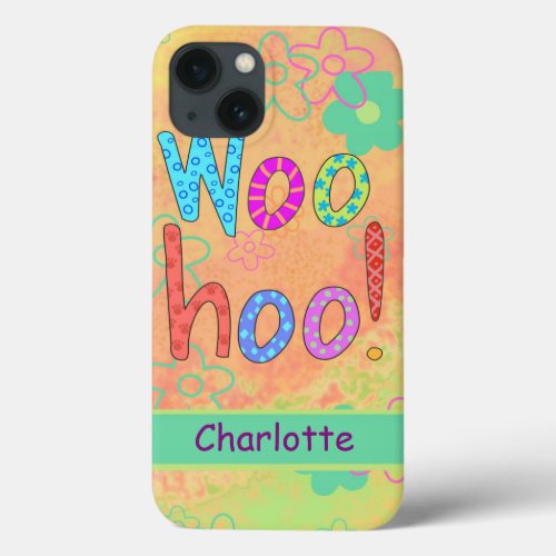 WooHoo Name Personalized Orange Graphic Art iPhone 13 Case
