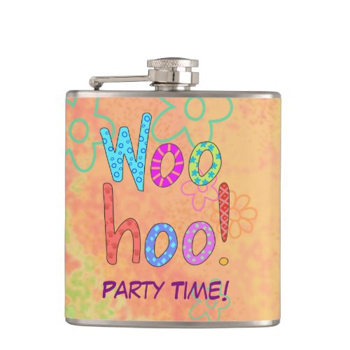 WooHoo Party Time Name Personalized Word Flask