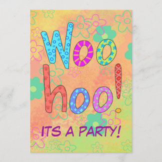 WooHoo Word Text Art Orange Party Invitation