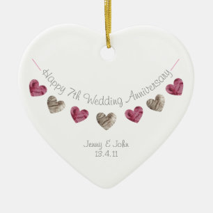 Wool 7th or any Wedding Anniversary Heart Ornament
