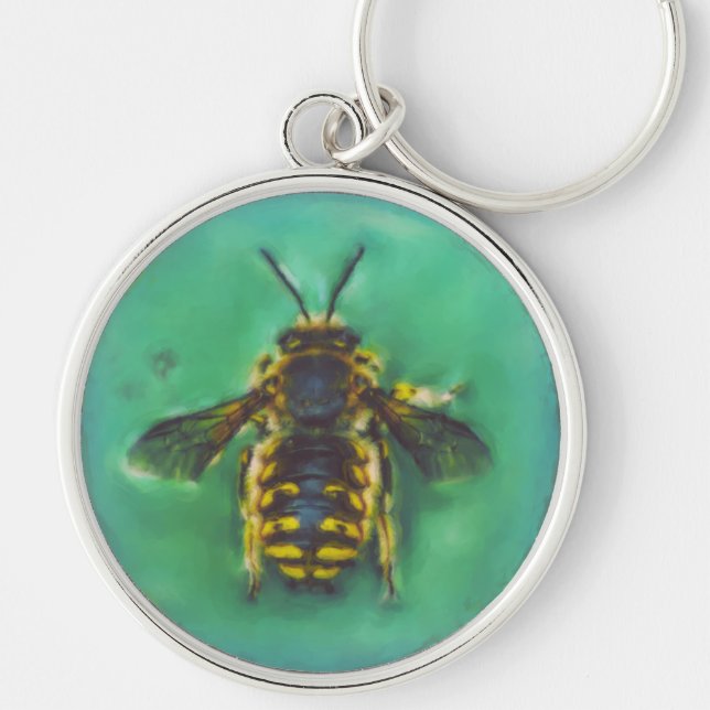 Wool Carder Bee Keychain (Front)