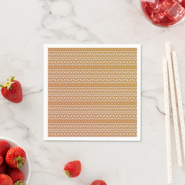 Wool Cross Stitch Knit Knitted Christmas Pattern | Napkins (Insitu)