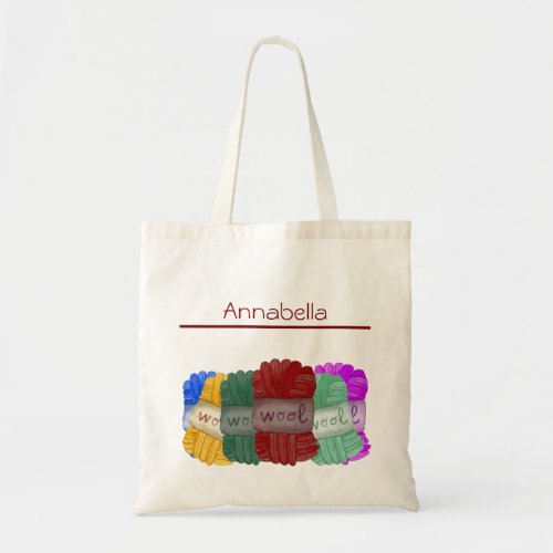 Wool for knitting crochet fiber arts colorful tote bag