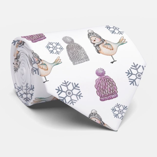 Wool Knit Hats and Cute Sparrows Neck Tie (Rolled)