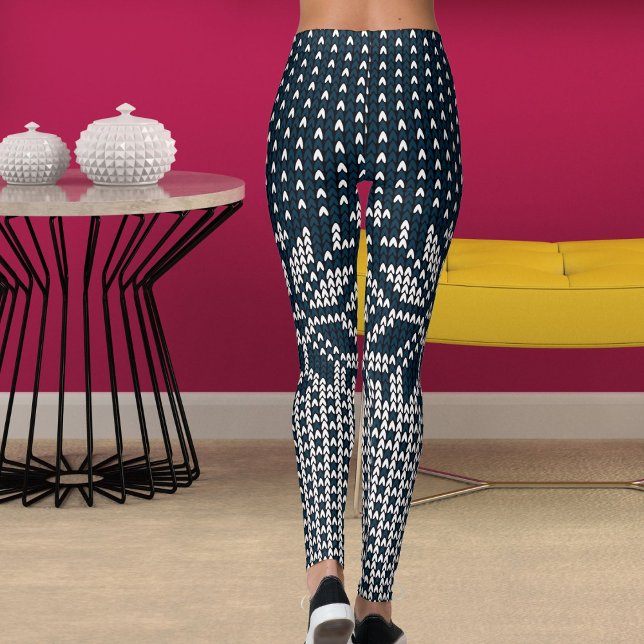 Wool Knitted Christmas And New Year Flower Pattern Leggings (Creator Uploaded)