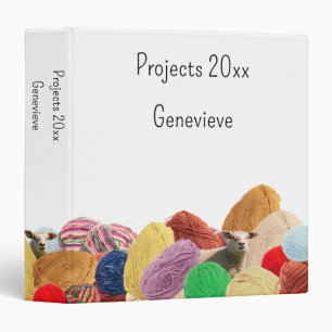 Wool knitting crochet yarn sheep personalizable 3 ring binder