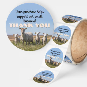Wool Sheep Knitting Small Business Thank You Classic Round Sticker