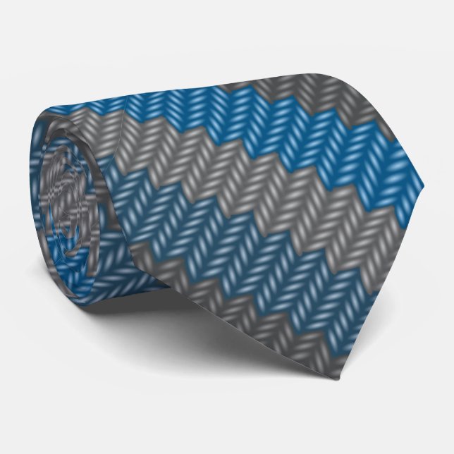 Wool Ties Printed Blue Wool Knitting Neckties (Rolled)