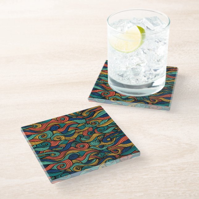 Wool Topped paisley      Glass Coaster (Angled)