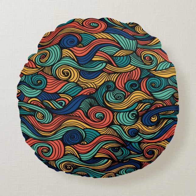 Wool Topped paisley      Round Pillow (Front)