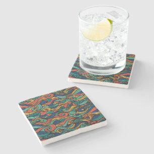 Wool Topped paisley Stone Coaster