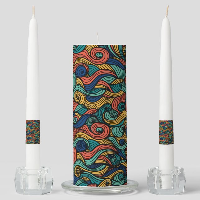 Wool Topped paisley      Unity Candle Set (Front)