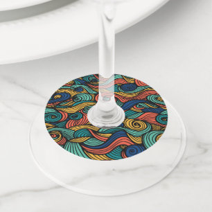 Wool Topped paisley Wine Glass Tag