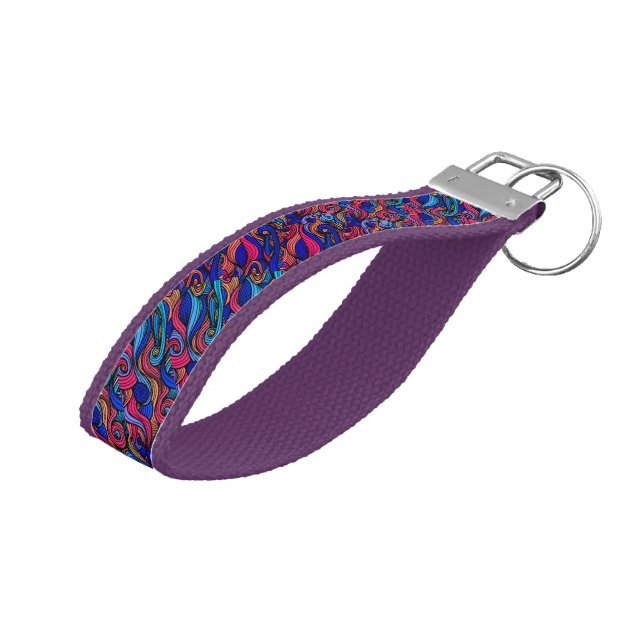 Wool Topped paisley           Wrist Keychain (Angled Up)