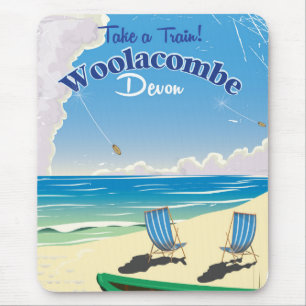 Woolacombe Devon beach travel poster Mouse Pad