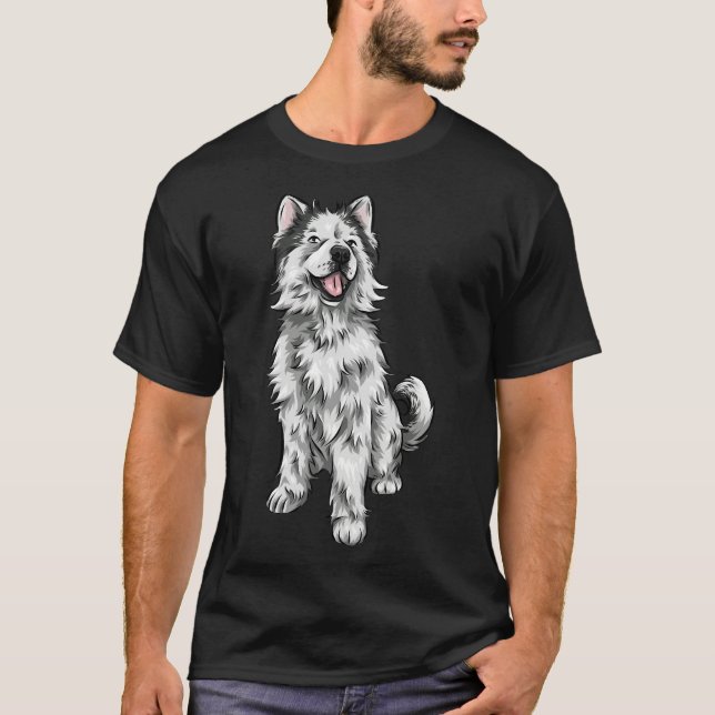 Woolen Husky Cute Dog Art T-Shirt (Front)