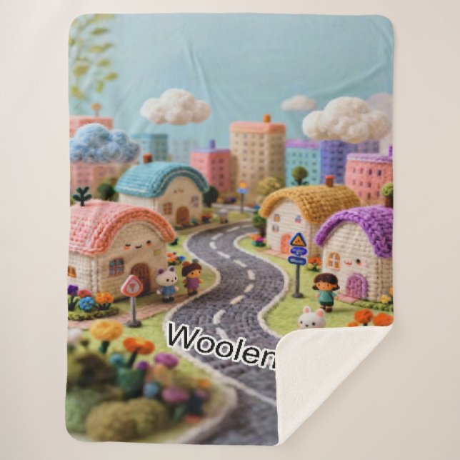 Woolen Village  Sherpa Blanket (Front)