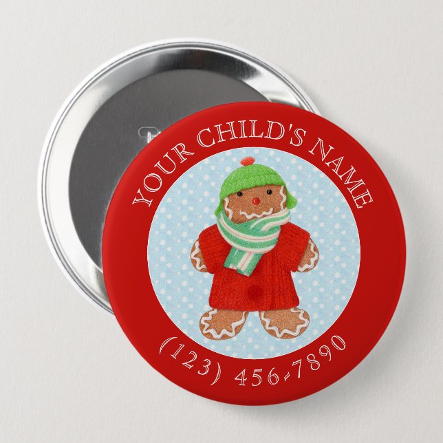 WOOLIE GINGERBRAD Child ID Button - Red (Front & Back)