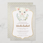 Woolie Lambert Cute Lamb Baby Shower Invitation (Front/Back)