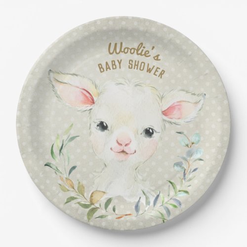 Woolie Lambert Neutral Dessert Plate _ Baby Shower
