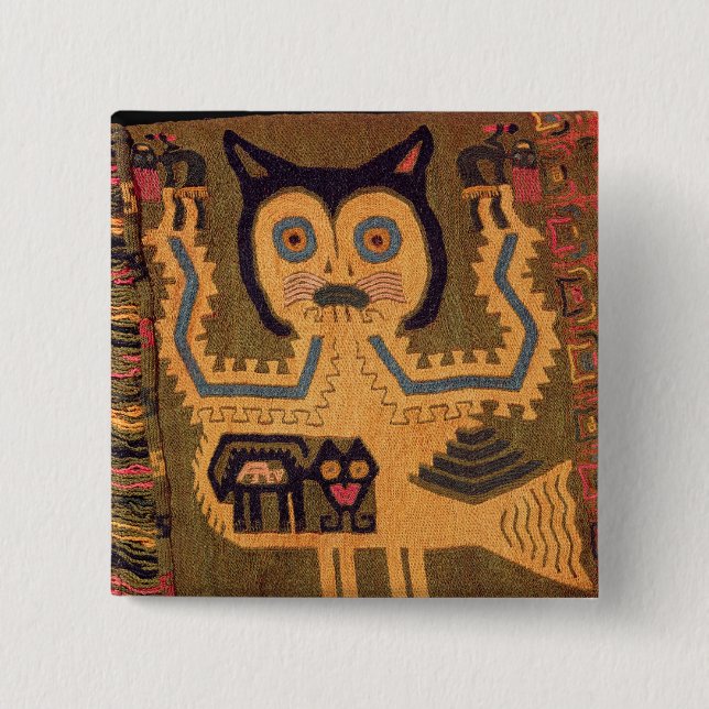 Woollen figure of a jaguar, Paracas Culture Pinback Button (Front)