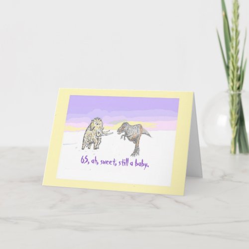 Woolly Mammoth and Dinosaur birthday card