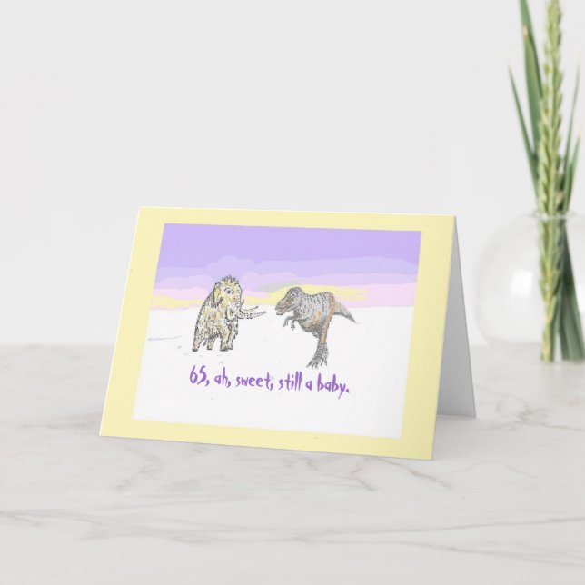Woolly Mammoth and Dinosaur birthday card (Front)