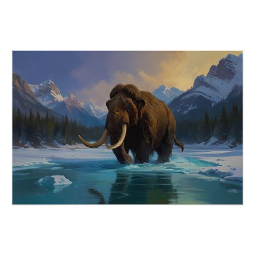 Woolly Mammoth and Rocky Mountains Poster