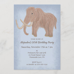 Woolly Mammoth Custom Birthday Party Invitation