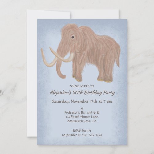 Woolly Mammoth Custom Birthday Party Invitation