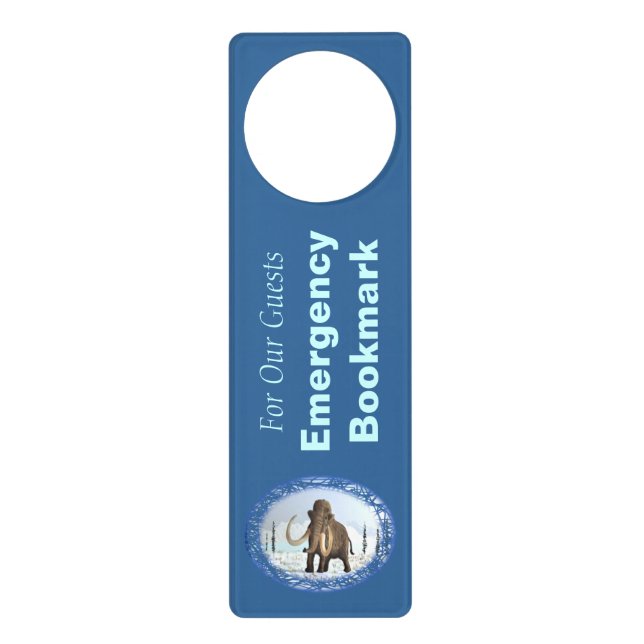 Woolly Mammoth Emergency Bookmark Door Hanger (Front)