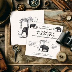 Woolly Mammoth Good Times Boys Birthday Party Invitation