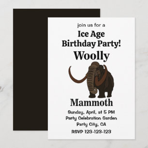 Woolly Mammoth Ice Age Birthday Invitation