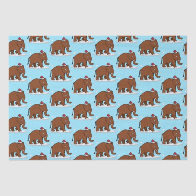 Woolly Mammoth in a Santa Hat at Christmas Tissue Paper (Front)
