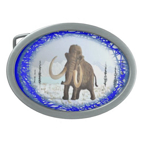 Woolly Mammoth Oval Belt Buckle