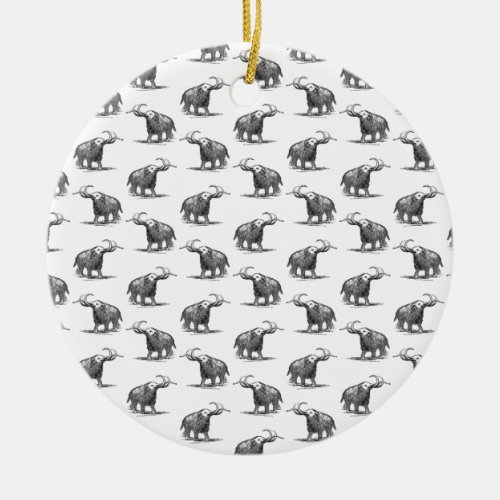 Woolly Mammoth Pattern CUSTOM BACKGROUND COLOR Ceramic Ornament