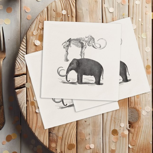 Woolly Mammoth Pre-Historic Elephant and Skeleton Napkins (Creator Uploaded)